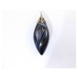 .925 Sterling Silver Dark Blue Labradorite Tigers Eye Protection Stone Pendant Necklace