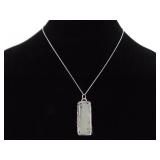 .925 Sterling Silver Hand Carved Primitive Asian Nephrite Stone Amulet Pendant Necklace
