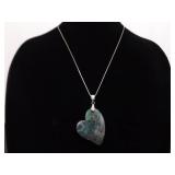 .925 Sterling Silver Fluorite Heart Pendant Necklace