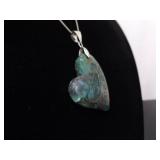 .925 Sterling Silver Fluorite Heart Pendant Necklace