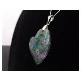 .925 Sterling Silver Fluorite Heart Pendant Necklace