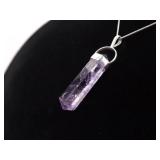 .925 Sterling Silver Amethyst Crystal Happiness Pendant Necklace