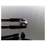 .925 Sterling Silver Pink Sapphire Crystal Solitaire Pendant Necklace