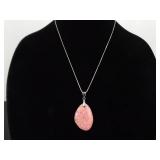 .925 Sterling Silver Rhodochrosite Pendant Necklace