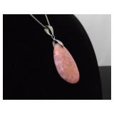.925 Sterling Silver Rhodochrosite Pendant Necklace