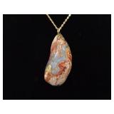 .925 Sterling Silver Agate Vermeil Pendant Necklace