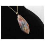 .925 Sterling Silver Agate Vermeil Pendant Necklace