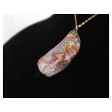 .925 Sterling Silver Agate Vermeil Pendant Necklace