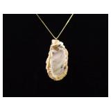 .925 Sterling Silver Geode Vermeil Pendant Necklace