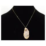 .925 Sterling Silver Geode Vermeil Pendant Necklace