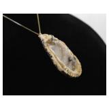 .925 Sterling Silver Geode Vermeil Pendant Necklace