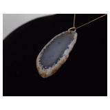 .925 Sterling Silver Rose Gold Vermeil Moss Agate Pendant Necklace