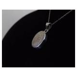 .925 Sterling Silver Petoskey Stone Cabochon Pendant Necklace