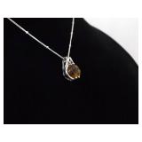 .925 Sterling Silver Citrine Solitaire Pendant Necklace