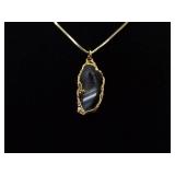 .925 Sterling Silver Vermeil Oco Agate Geode Pendant Necklace