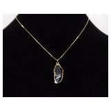 .925 Sterling Silver Vermeil Oco Agate Geode Pendant Necklace