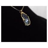 .925 Sterling Silver Vermeil Oco Agate Geode Pendant Necklace