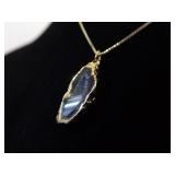 .925 Sterling Silver Vermeil Oco Agate Geode Pendant Necklace