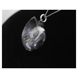 .925 Sterling Silver Goniatite Ammonite Fossil Pendant Necklace