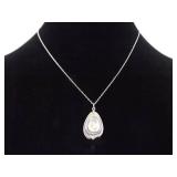 .925 Sterling Silver Abalone Pendant Necklace