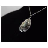.925 Sterling Silver Abalone Pendant Necklace