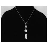 .925 Sterling Silver Baroque Pearl Pendant Necklace
