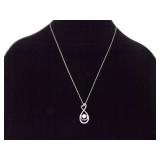 .925 Sterling Silver Infinity Heart Dancing Crystal Pendant Necklace