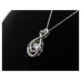 .925 Sterling Silver Infinity Heart Dancing Crystal Pendant Necklace