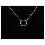 .925 Sterling Silver Crystal Hoop Necklace