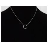 .925 Sterling Silver Crystal Hoop Necklace