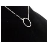 .925 Sterling Silver Crystal Hoop Necklace