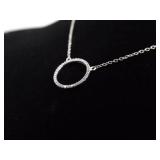 .925 Sterling Silver Crystal Hoop Necklace