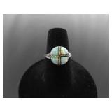 .925 Sterling Silver Navajo Opal Ring Size 6.5