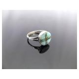 .925 Sterling Silver Navajo Opal Ring Size 6.5