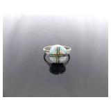 .925 Sterling Silver Navajo Opal Ring Size 6.5