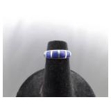 .925 Sterling Silver Inlayed Lapis Lazuli Ring Size 3