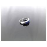 .925 Sterling Silver Inlayed Lapis Lazuli Ring Size 3