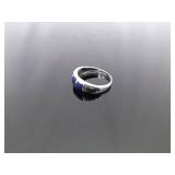 .925 Sterling Silver Inlayed Lapis Lazuli Ring Size 3
