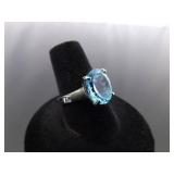 .925 Sterling Silver Topaz Ring Size 7.25