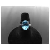 .925 Sterling Silver Topaz Ring Size 7.25