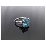 .925 Sterling Silver Topaz Ring Size 7.25