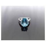 .925 Sterling Silver Topaz Ring Size 7.25