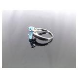 .925 Sterling Silver Topaz Ring Size 7.25
