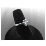 .925 Sterling Silver Topaz Ring Size 7