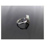 .925 Sterling Silver Green Navajo Turquoise Cabochon Ring Size 8.5