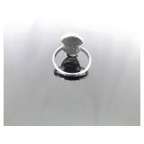 .925 Sterling Silver Green Navajo Turquoise Cabochon Ring Size 8.5