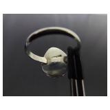 .925 Sterling Silver Green Navajo Turquoise Cabochon Ring Size 8.5