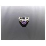 .925 Sterling Silver Art Nouveau Amethyst Ring Size 8