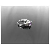 .925 Sterling Silver Art Nouveau Amethyst Ring Size 8