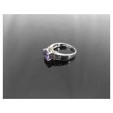 .925 Sterling Silver Art Nouveau Amethyst Ring Size 8